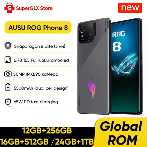 ASUS ROG 8 & 8 Pro Phone 5G Matrix Cooling Snapdragon 8 Gen 3 6.78" AMOLED 165Hz Display 24GB+1TB 65