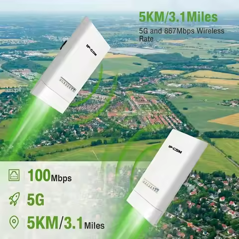 2 Pcs Wireless Bridge Point to Point Outdoor CPE 5KM 5.8G Long Range Wi-Fi Bridge for Extend Network