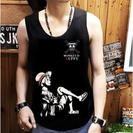 Yc Collection Men's Singlet with the Latest Cartoon Motif, Luffy Sitting Image Men's Clothing/