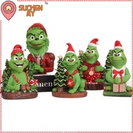 SUCHENMY Grinch Statue, Crafts Scene Model Grinch Figure, Resin Merry Christmas Grinch Ornament