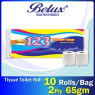 Belux 123 Toilet Tissue Paper Roll | 10 Rolls x 1 Bag | 2 Ply