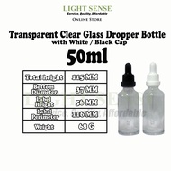 [Bulk Purchase] Transparent Clear Glass Dropper Bottle with White or Black Cap Dropper5ml 10ml 15ml 