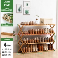 【Dark Bamboo Shoe Rack】【No Installation Required】Shoes Rack