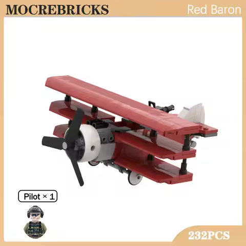 WW1 Military War Equipment Red Baron Fokker Dr.1 Spiral Wing Plane MOC Building Block Fighter Assemb