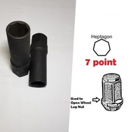 Heptagon 7 point 1/2 wheel nut socket opener(Pembuka nut 7 kaki)