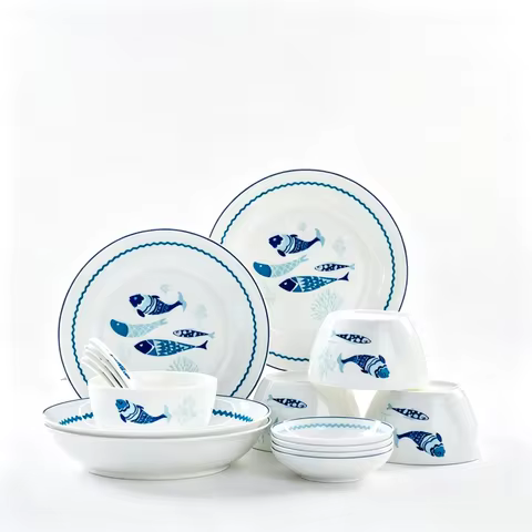 16pcs set, fine bone china dinner plate sets, fish design, porcelain dinner sets bowl set, ceramic s