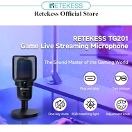Retekess TG201 Gaming Microphone Streaming Microphone RGB Indicator Closeable Plug and Play Heart-or