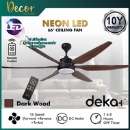 DEKA Fan DEKA+ NEON 66" 6 Blades 16 Speed DC Motor Remote Control Ceiling Fan With Light Kipas Silin