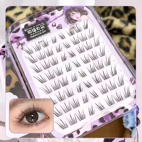 Brown-black False Eyelashes 9-13mm Noglue Eyelashes Natural Lashes Glue Strands Eyelash Transparent