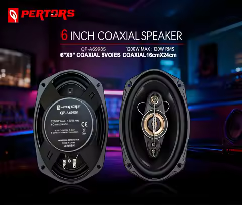 Q-PERTORS 6X9 inch 5-Way Speakers (Pair) - Max 1200W Powerful Sound Car Audio Subwoofer Kit for Vehi