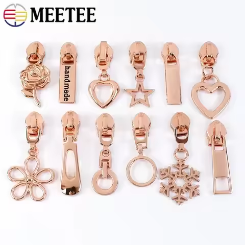 5/10/20Pcs 5# RoseGold Zipper Puller Sliders for Nylon Zippers By The Meter Repair Closure Zips Head