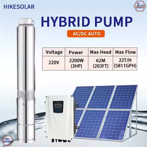 Hybrid 3HP DC AC Solar Powere High Pressure Pump Plastic Impeller Solar Agricultural Solar Irrigatio