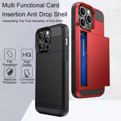 iK105 For iPhone 16 15 14 Plus 13 12 11 Pro Max Wallet with Card Holder Slot Sliding Pocket Dual Lay