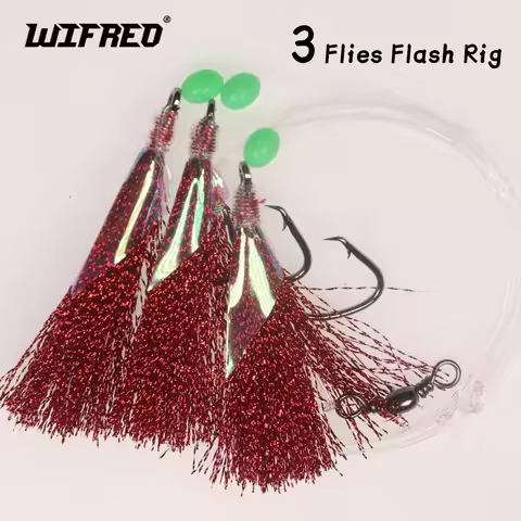 10PACKS 3 hooks 3/0-8/0 Flasher Sabiki Rigs Sea Bass Snappers Saltwater Fish Fishing Rig Circle Hook