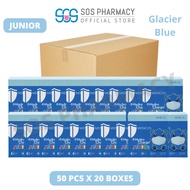 MEDICOS HydroCharge Junior 4ply Surgical Face Mask Glacier Blue (50's x 20 Boxes) - 1 Carton