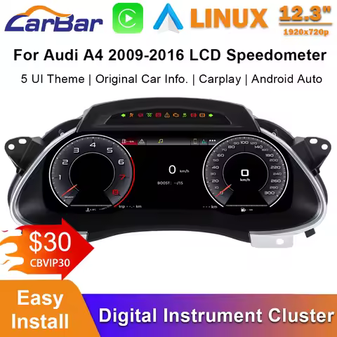 Carbar LCD Digital Dashboard Cluster For Audi A4 2009-2016 LCD Speedometer Instrument Cluster CarPla