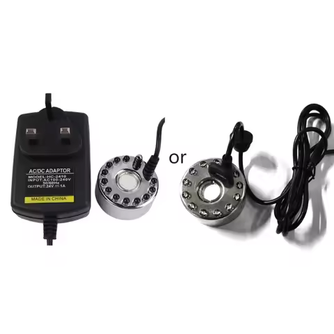 24V Ultrasonic Maker with LED Light Mini Fogger Water Fountain Fog Machine Atomizer for Humidifying 