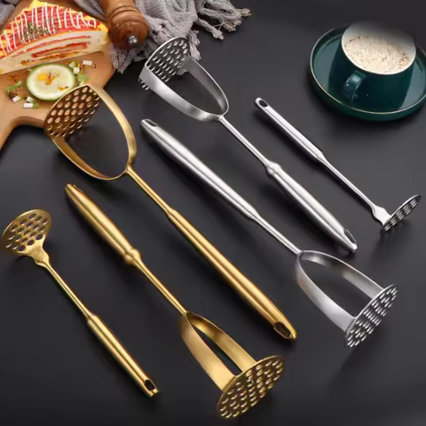 Professional Integrated Masher Kitchen Tool &Potato Smasher, Stainless Steel Potato Masher, Perfect 