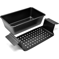 PERLLI Meat Loaf Pan with Drip Tray – 2 Pc. 9.8 x 5.7 In. High-Carbon-Steel Nonstick Meatloaf Pan wi