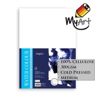 MayArt Watercolour Paper Pack 300gsm 100% Cellulose Cold Pressed (Medium Common) A2 A3 A4 Myart