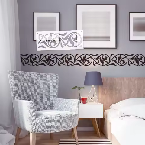 44cm - 102cm Stencil Wall Decor Decorative For Painting Template To Paint Furniture Border Retro Vin