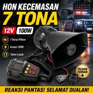 Siren Kereta 12V 100W 7 Bunyi Amaran, Speaker PA Mikrofon Gaya Polis untuk Lori Van Bot Pickup Kecem