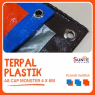 TERPAL PLASTIK A8 CAP MONSTER UKURAN 4m x 6m