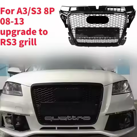 For RS3 Style Front Sport Hex Mesh Honeycomb Hood Grill for A3/S3 8P 2009 2010 2011 2012 2013 New