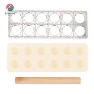 EMERAY Ravioli Press Maker, Solid Wood Rolling Pin 12 Cavity Ravioli Cutter, Dumpling Making Tool Pr