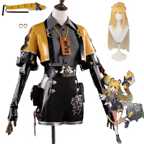 Game Zenless Zone Zero Ju Fufu Cosplay Costume Yunkui Summit Yixuan Yellow PU Uniform Coat Wig Tail 