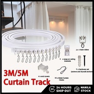 3M/5M Flexible Ceiling Curtain Rail Track Bendable Window Rod Rail Track Curve Shower Ceiling Mount 