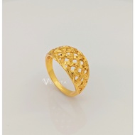 [VJ]Cop916 Ring "Dome Lattice" 999.9 Gold Plated Fashion Ring for Women W:9mm J0623 <Cincin>