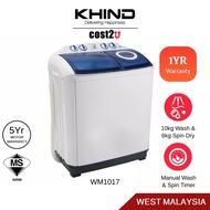 Khind 10kg Semi Auto Washing Machine | WM1017 (Mesin Cuci Washer Mesin Basuh Washer Dryer 洗衣机)