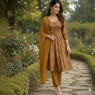 Designer Printed Georgette Gown With Dupatta For Women