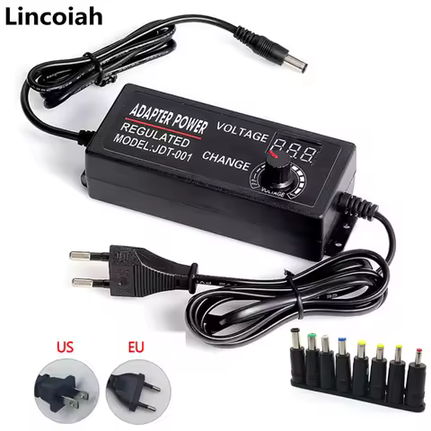 AC Adjustable Power Supply 3V-24V 3A AC DC 8 Plug Connect Universal Adapter Adjustable AC TO DC 220V