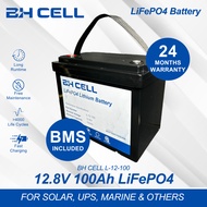 BH CELL  L-12-100 LITHIUM BATTERY LIFEPO4 12.8V 100AH - 2 YEARS WARRANTY -  BMS INCLUDED - FOR SOLAR, UPS, RV AND MARINE