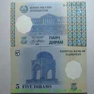 塔吉克斯坦5迪拉姆1999年全新UNC外國錢幣保真收藏紙鈔Tajikistan#紙幣#錢幣#外幣