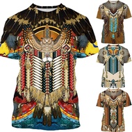 New Men's 3D Print Indian Style T Shirts Retro Native Americans Indian Pattern Short Sleeves T Shirt