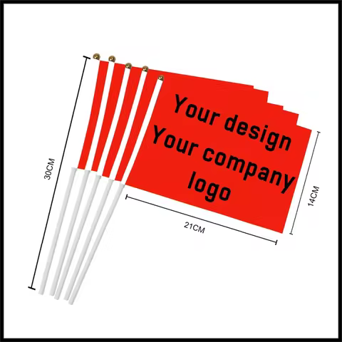 Custom Hand Flag 14X21cm 20x30cm 30x45cm Hand Print Buyer's Company Logo or design election banner w