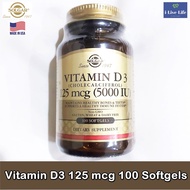 วิตามินดี 3 Vitamin D3 (Cholecalciferol) 125 mcg (5000 IU) 100 Softgels - Solgar