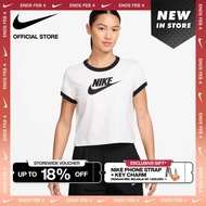 Nike Kaos Wanita Sportswear Short-Sleeve Ringer - White  [IF4073-100]
