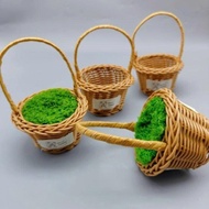 Rattan flower arrangement basket with beautiful handle, home decoration. combo of 3-5-10 handmade ba