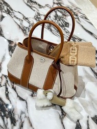 Hermes Neo Garden Party 23cm Ecru-beige/Gold Toile H/Negonda phw 迷你花園包