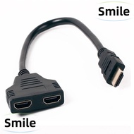 SMILE Video Cable, 1080 1 Input 2 Output HDMI Splitter Adapter, Universal Compatible Adapter Office Monitor Pc Laptop