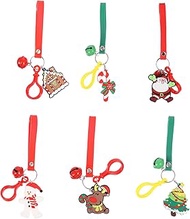 ABOOFAN 6Pcs Christmas keychain jingle bell keyring Key Ring Charm Gift Snowman Key Pendant Christmas Key Holder key fob Keychain Pendants Hanging Keychains bag pendant elder Elk pvc