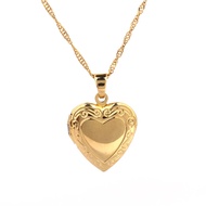 Yongkan Valentines Heart Locket Pendant Necklace 24K Gold Color Romantic Fancy Heart Jewelry For Wom