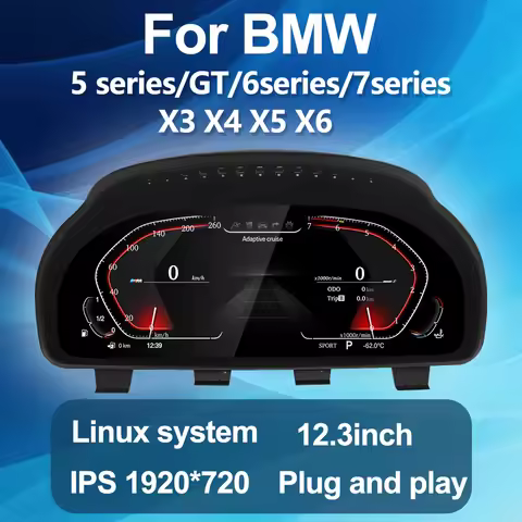 12.3" LCD Digital Dashboard Support Steering Wheel For BMW 5/6/7 Series GT X3 X4 X5 X6 Car Instrumen