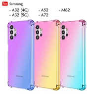Samsung Galaxy A32 4G A32 5G A52 A52S A72 M62 Rainbow Case Cover Back TPU Silicone Casing Phone