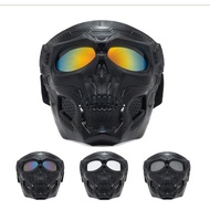 Skull Full Face Mask With Goggles for Protective Airsoft Paintball Skull Goggles Mask Adjustable for