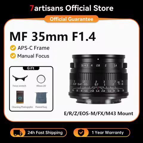7artisans 35mm F1.4 Mark II APS-C Prime Lens For Sony E ZVE10 A6000 FX30 Fujifilm FX X-H2 Micro 4/3 